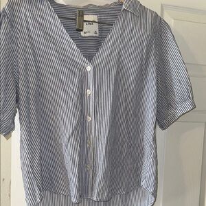 Abercrombie & Fitch Navy and White Striped Shirt